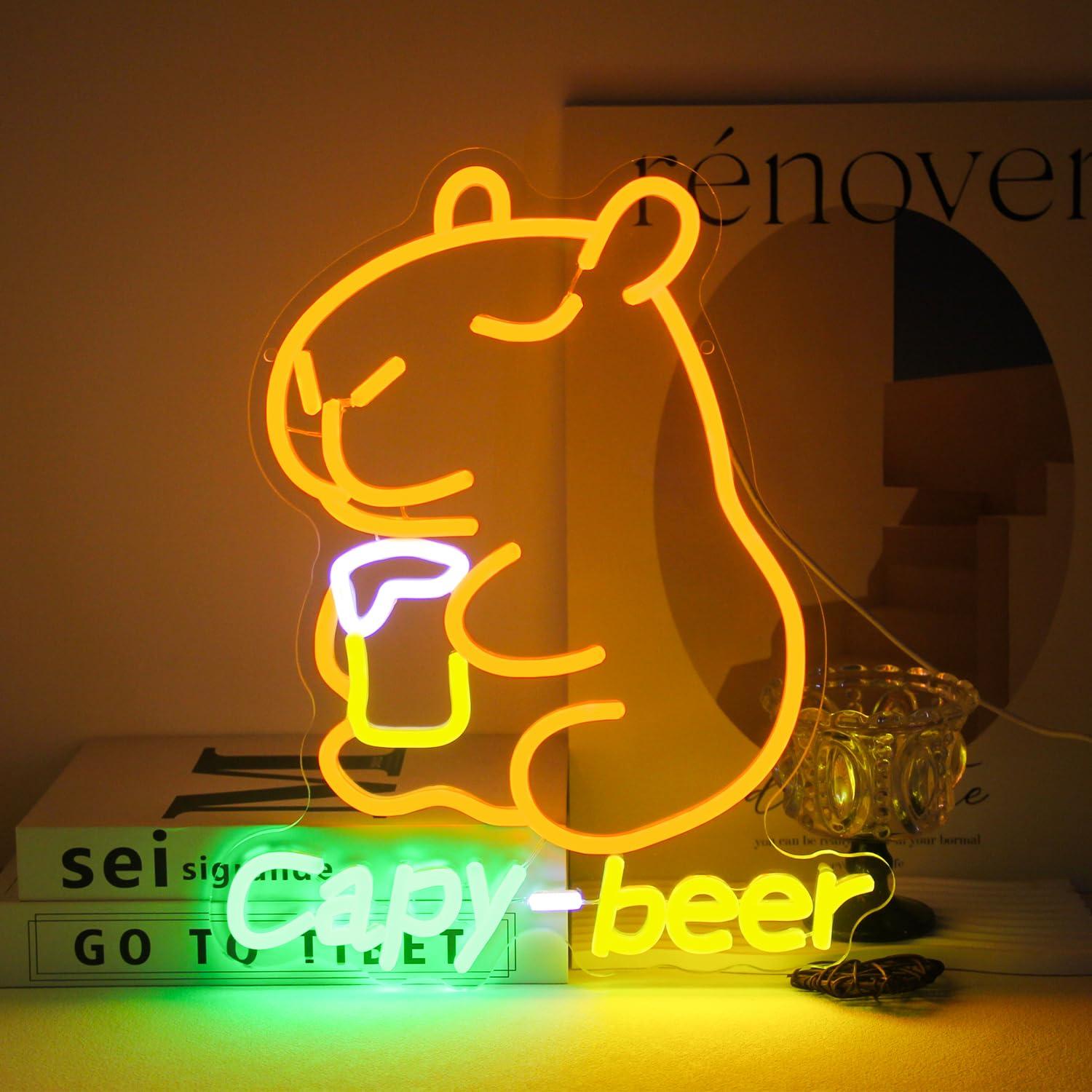 Home Bar Lounge - Enseigne néon de bière Capybara, lumière