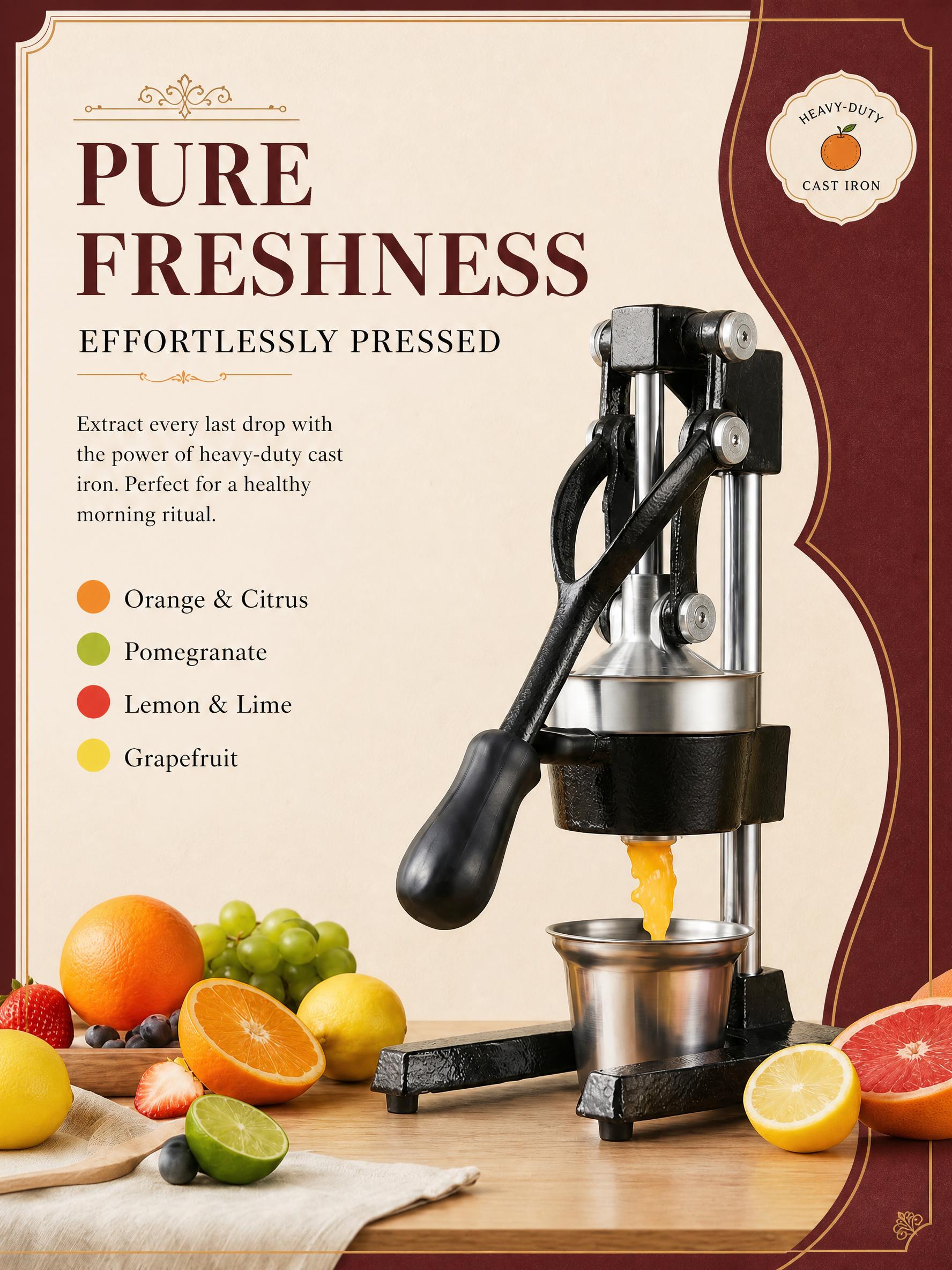 Extracteur de jus manuel, pres - Citrus Juicer Bar avis et prix